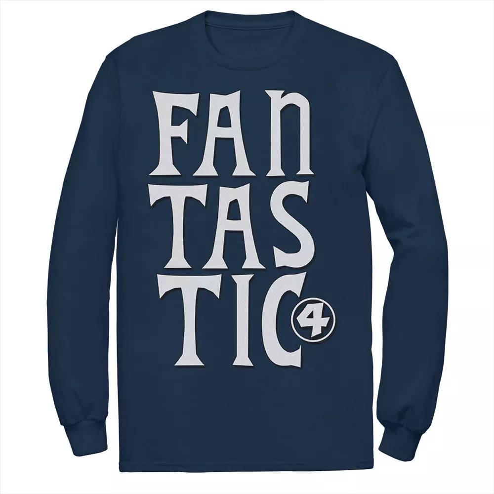 Men's Marvel Fantastic Four Triple Stacked Text Tee, Size: Small, Blue Product Image