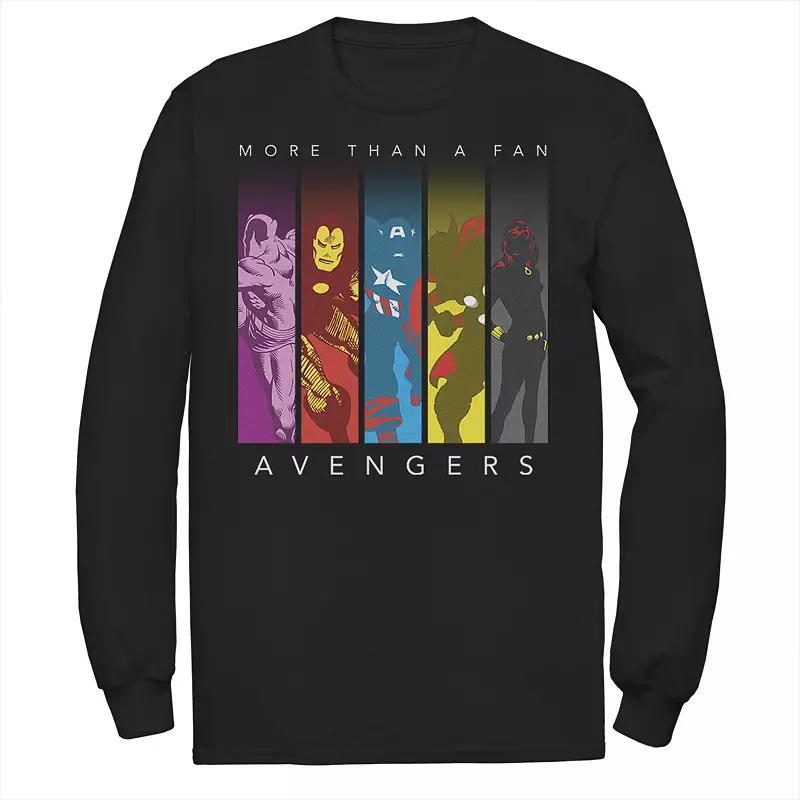 Men's Marvel Marvel Avengers More Than A Fan Colorful Panel Silhouette Long Sleeve Graphic Tee,  Product Image
