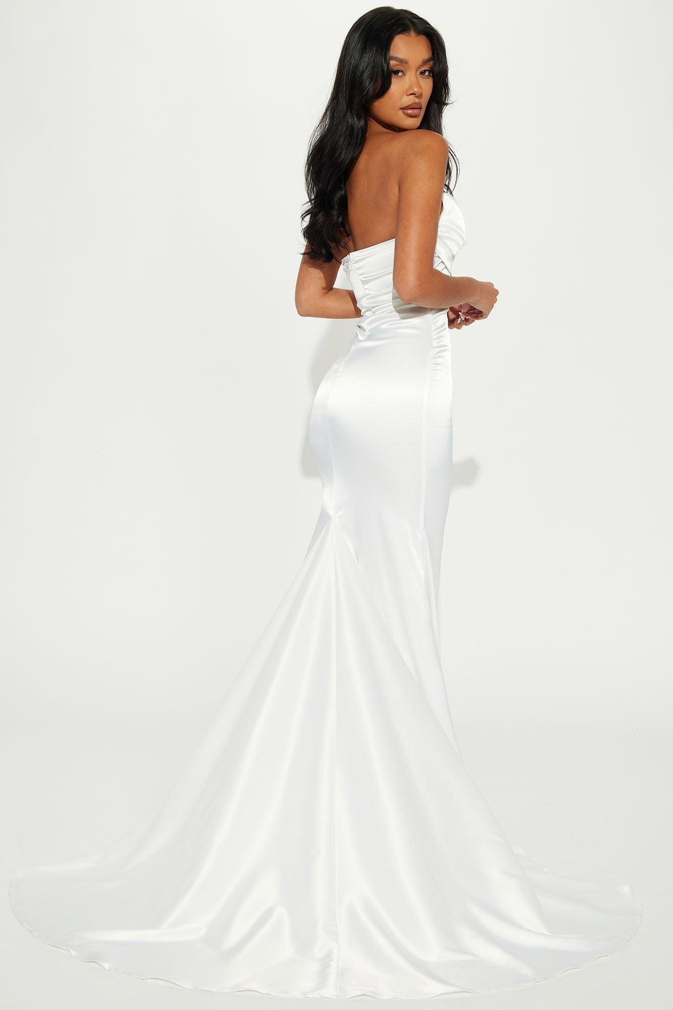 Naomi Satin Maxi Gown - White Product Image
