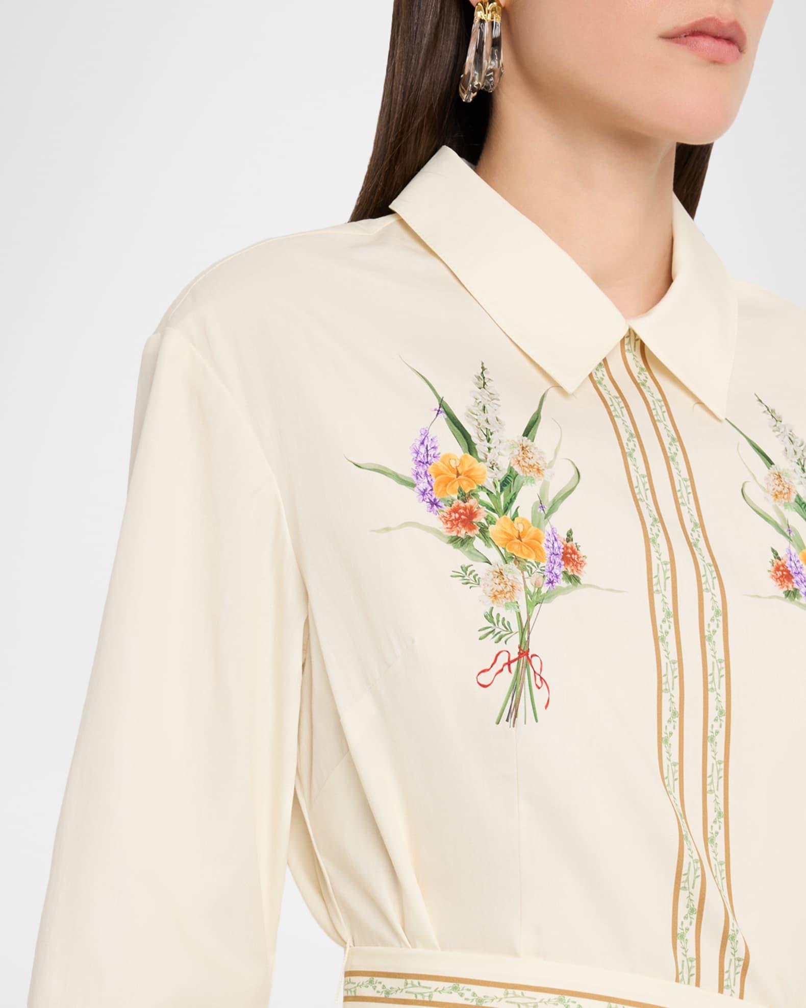 Floral-Print Cotton Midi Shirtdress Product Image