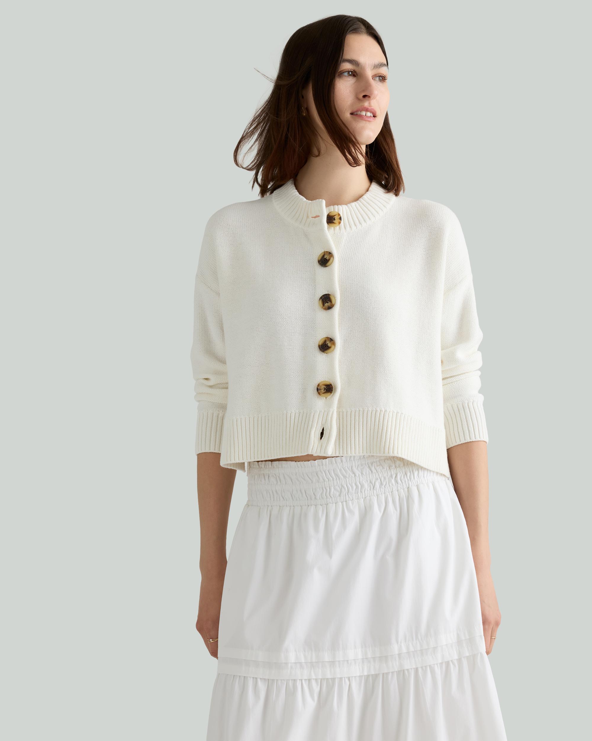 Quince | Women's Cropped Cardigan Sweater Organic Cotton Product Image