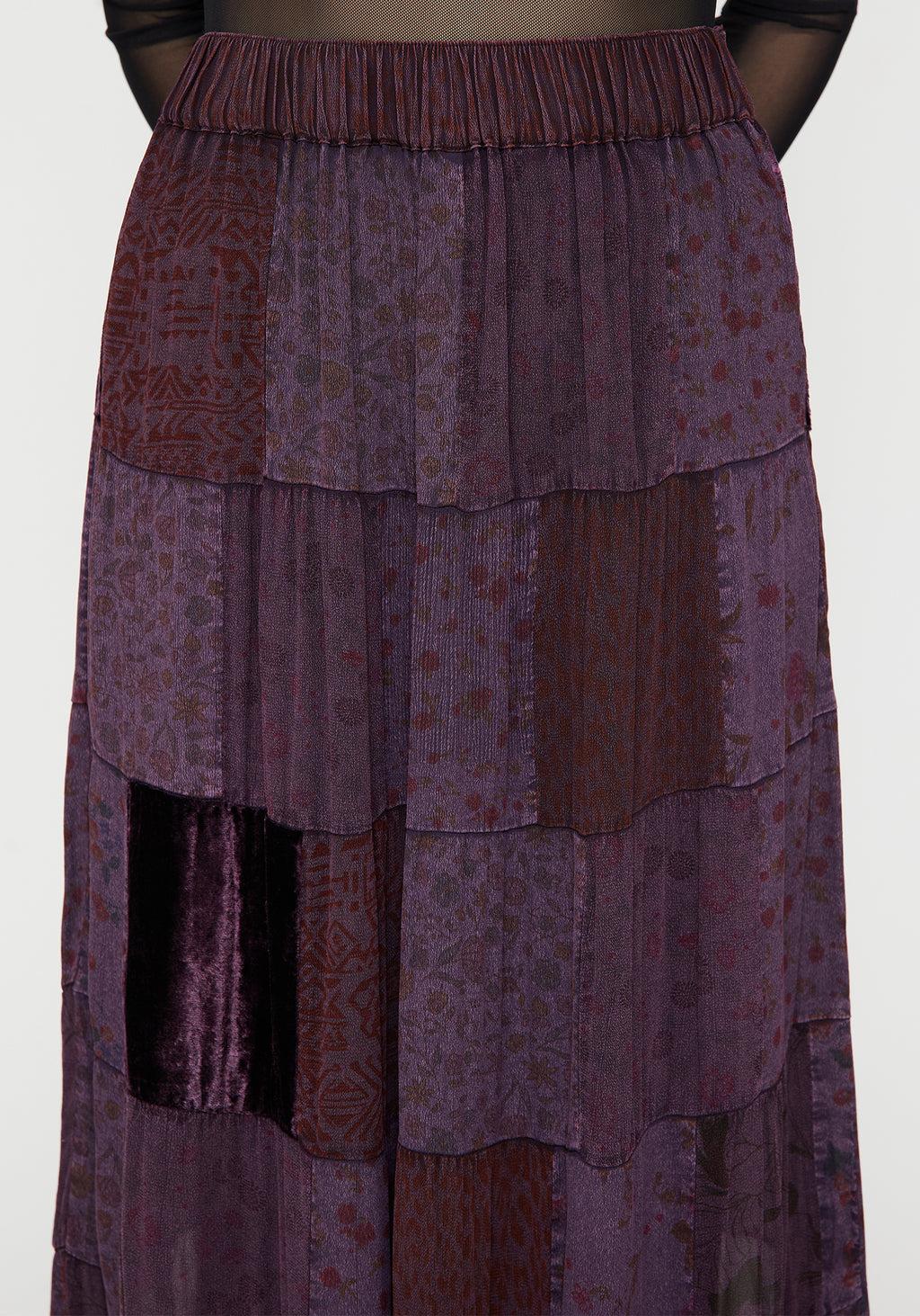 Mabel Floral Printed Patchwork Skirt Product Image