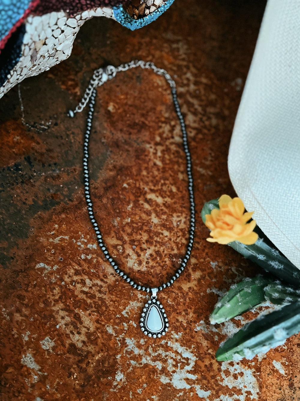 Navajo Pearl White Turquoise Necklace Product Image