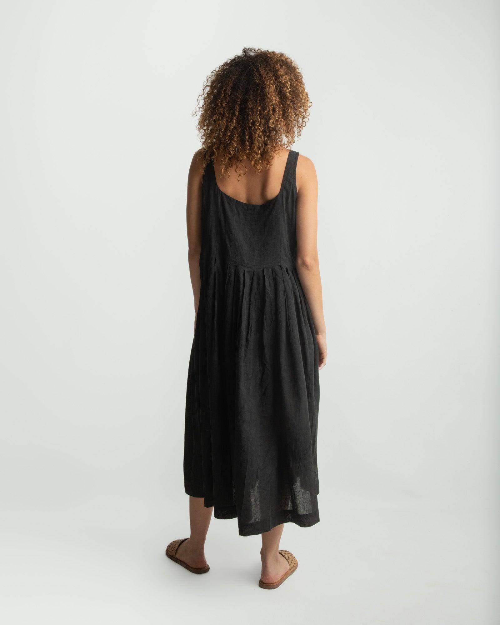 Black Cascade Midi Dress Product Image