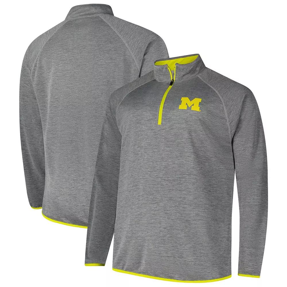Men's Fanatics Charcoal Michigan Wolverines Raglan Big &Tall Quarter-Zip Top,  Product Image