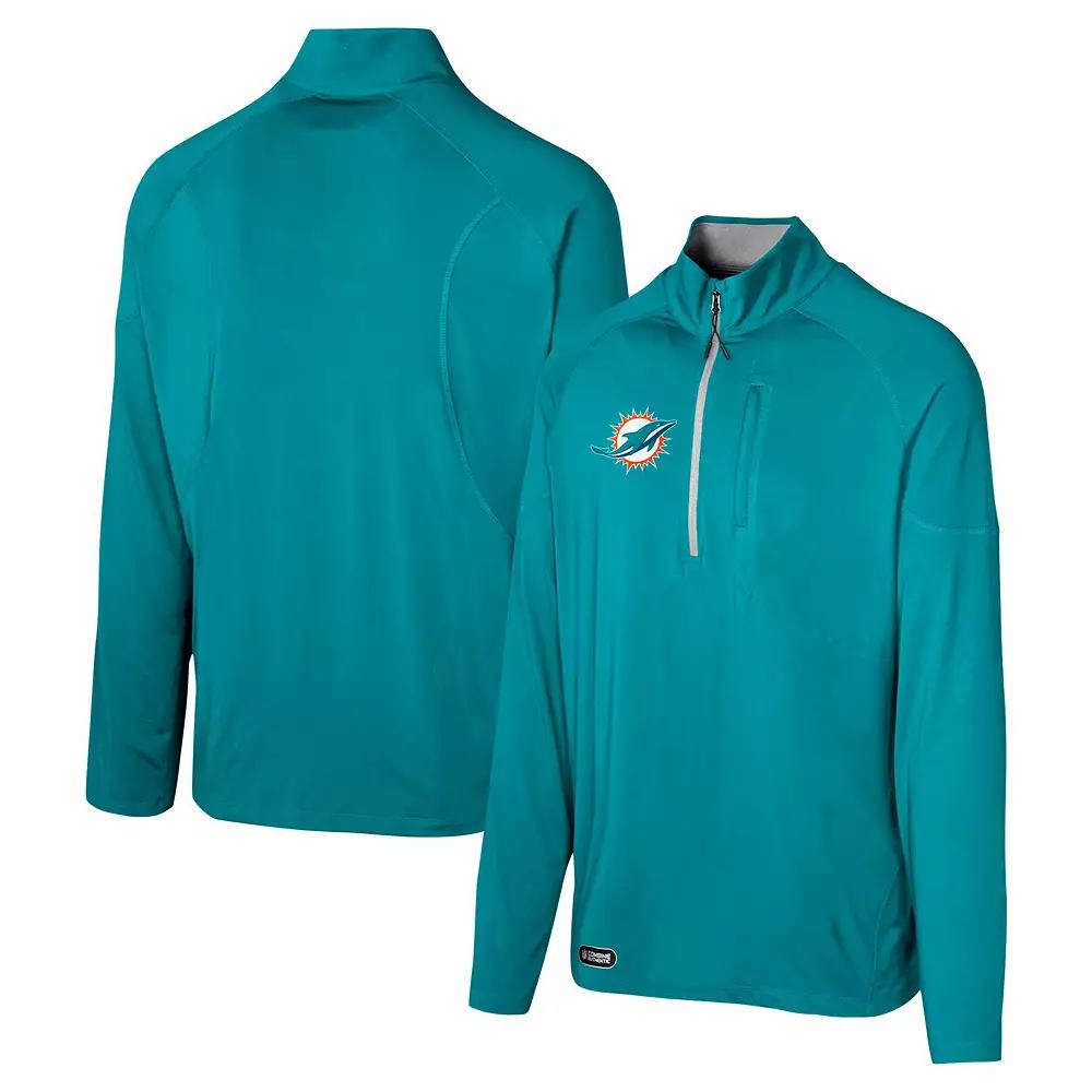 Men's Aqua Miami Dolphins Grind Iron Quarter-Zip Top,  Product Image