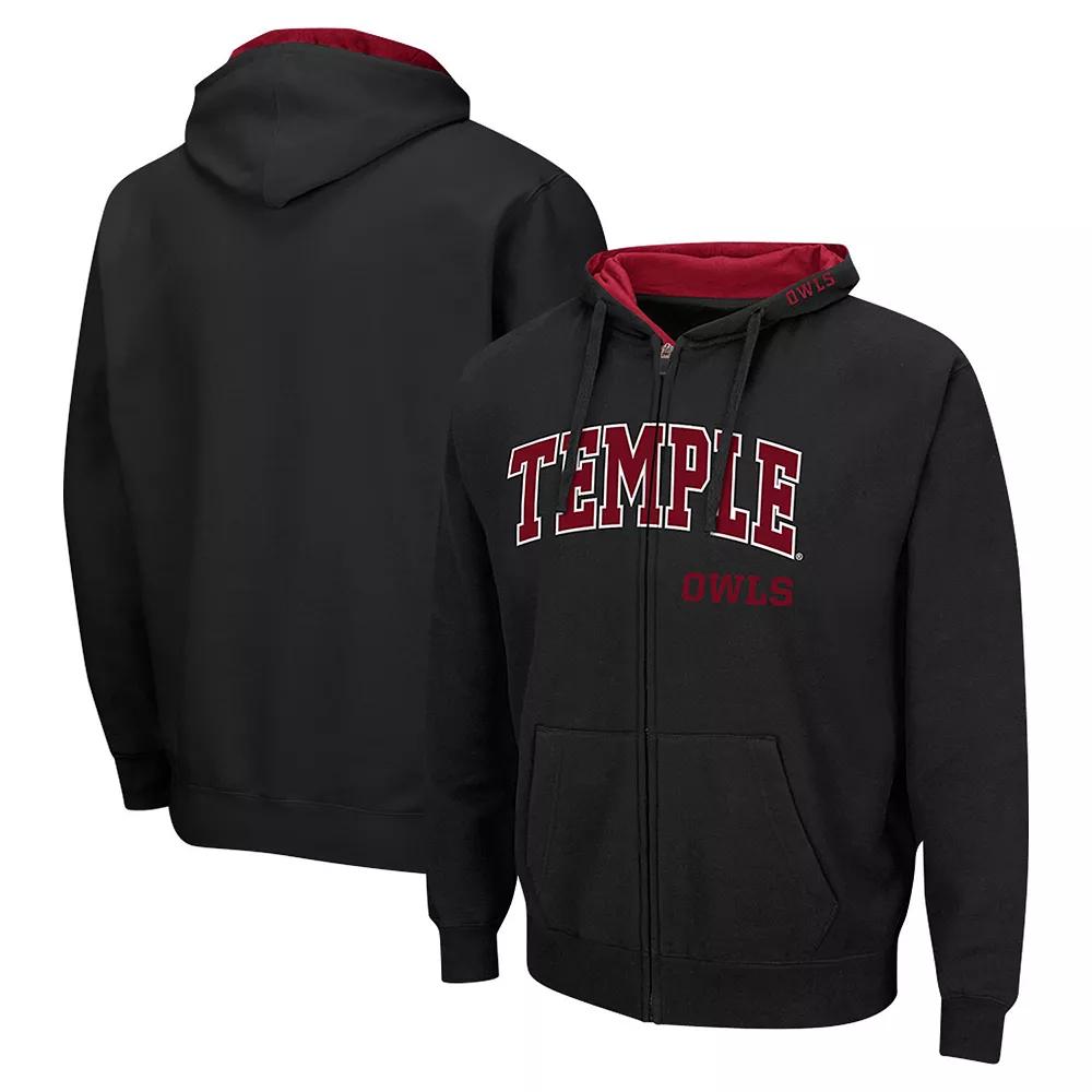 Men's Colosseum Black Temple Owls Arch & Logo 3.0 Full-Zip Hoodie,  Product Image