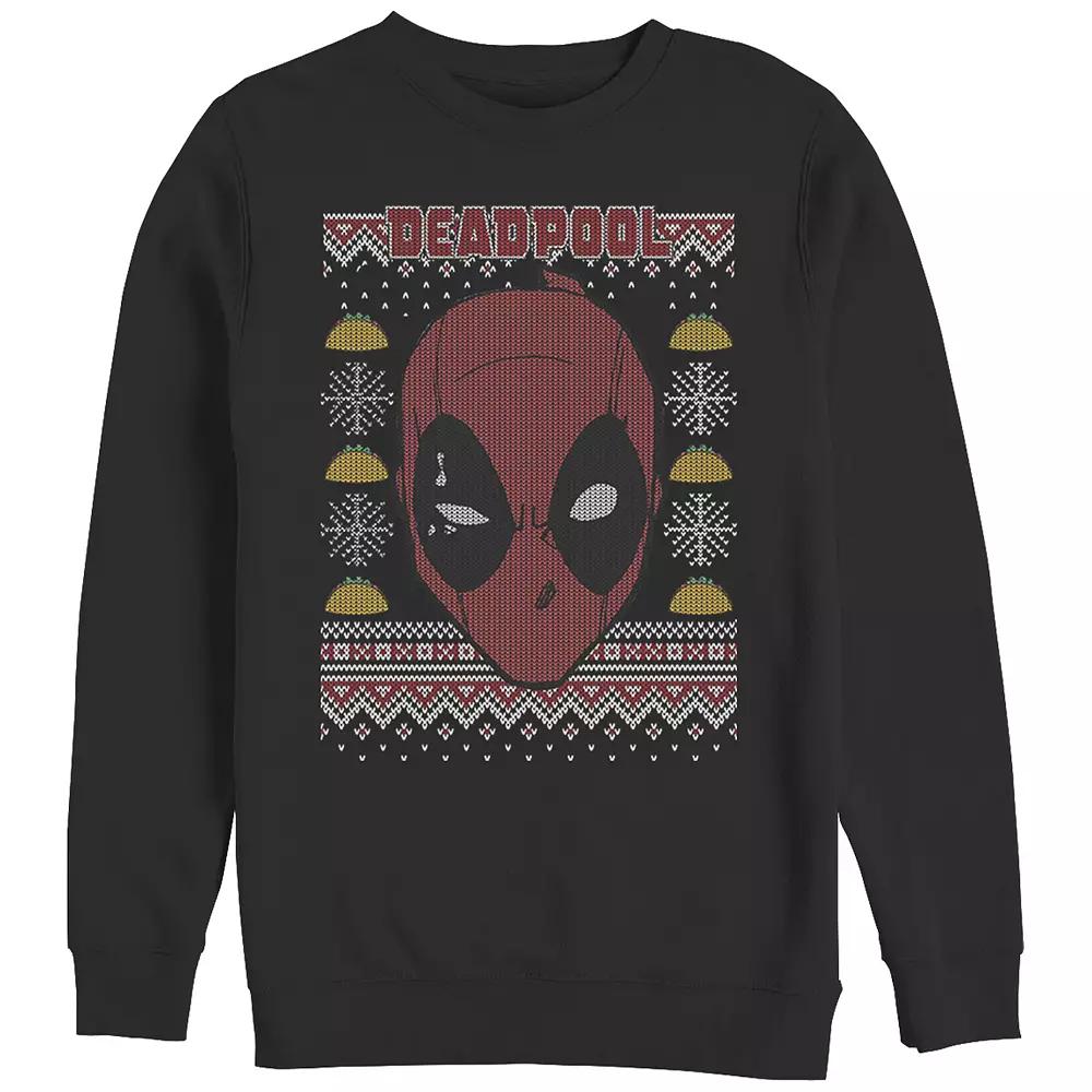 Big & Tall Marvel Deadpool Christmas Sweater Print Graphic Fleece, Men's,  Product Image