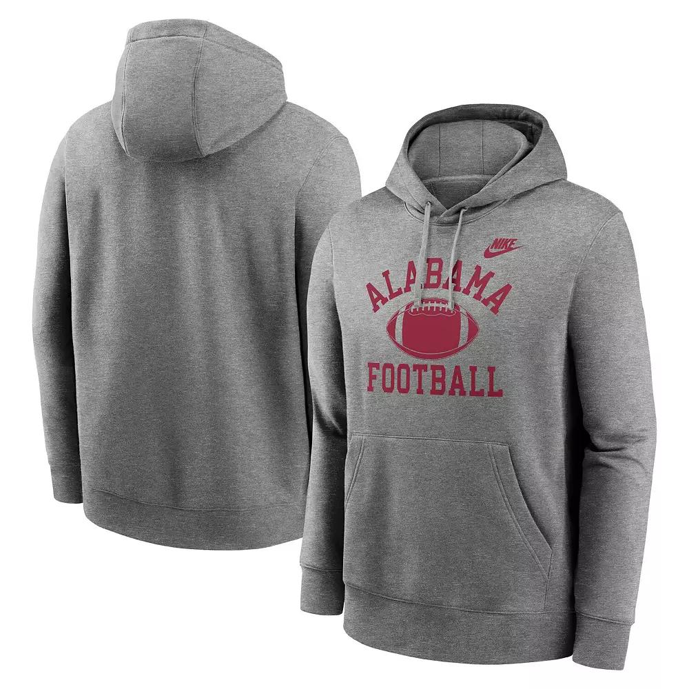 Men's Nike Heather Gray Alabama Crimson Tide Legacy Football Icon Club Fleece Pullover Hoodie,  Product Image
