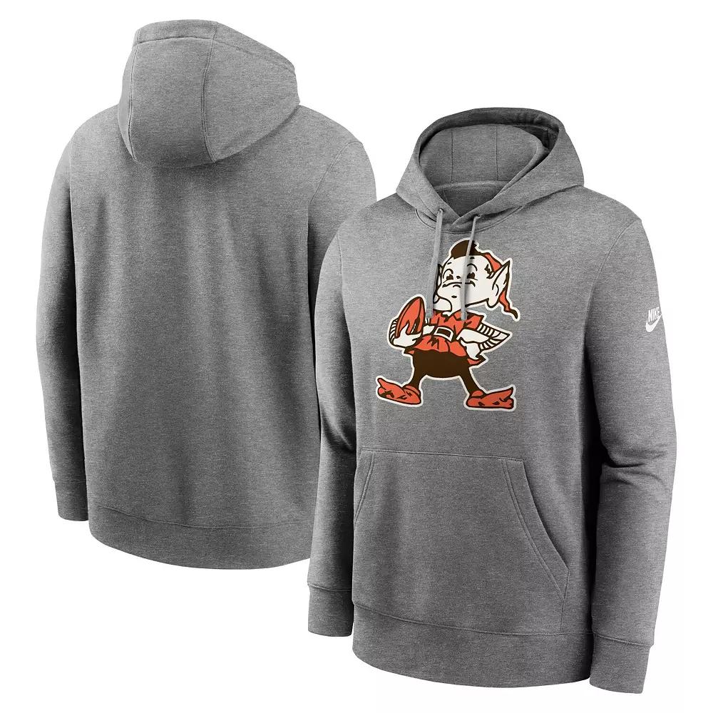 Men's Nike Heather Gray Cleveland Browns Rewind Club Logo Pullover Hoodie,  Product Image
