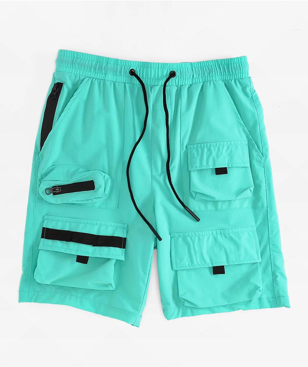 American Stitch Green Nylon Cargo Shorts Product Image