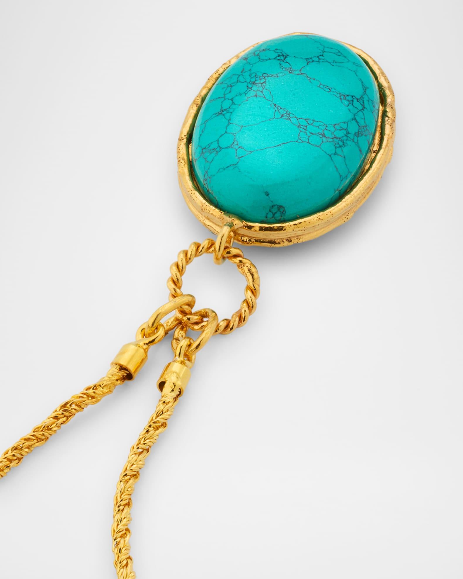 Oval Turquoise Pendant Necklace Product Image
