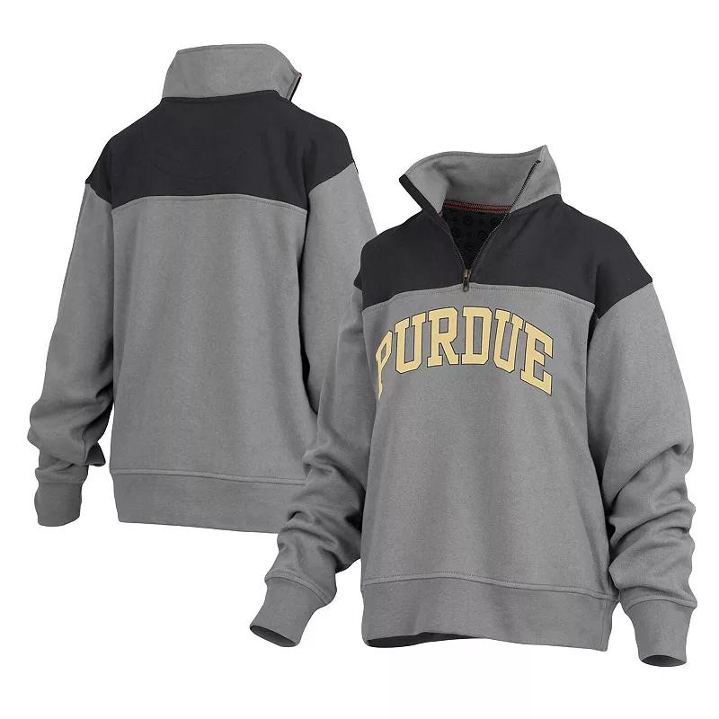 Women's Pressbox Gray Purdue Boilermakers Avon Fleece Quarter-Zip Jacket,  Product Image