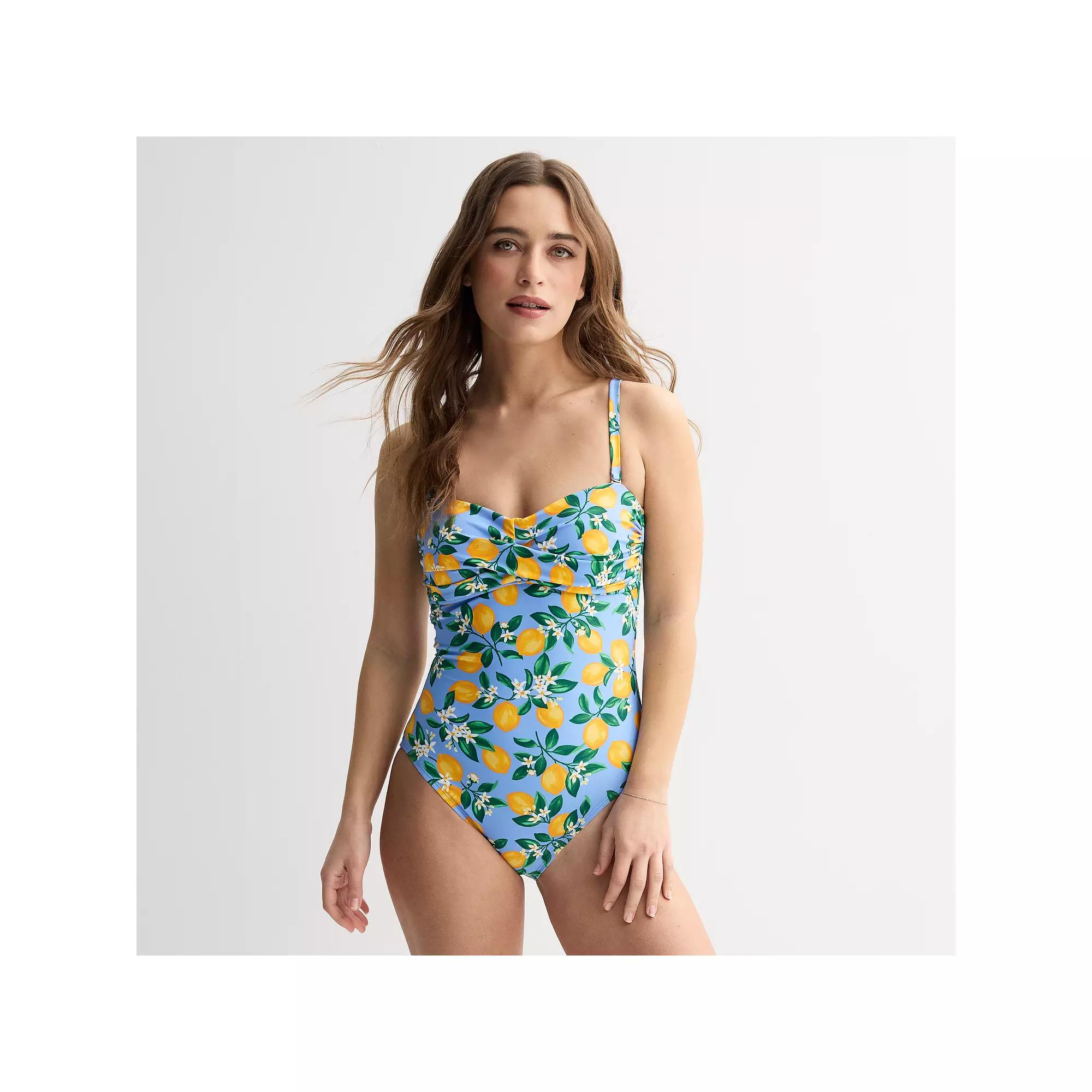 Women's Draper James Bandeau One-Piece Swimsuit, Size: XL, Yellow Blossom Product Image