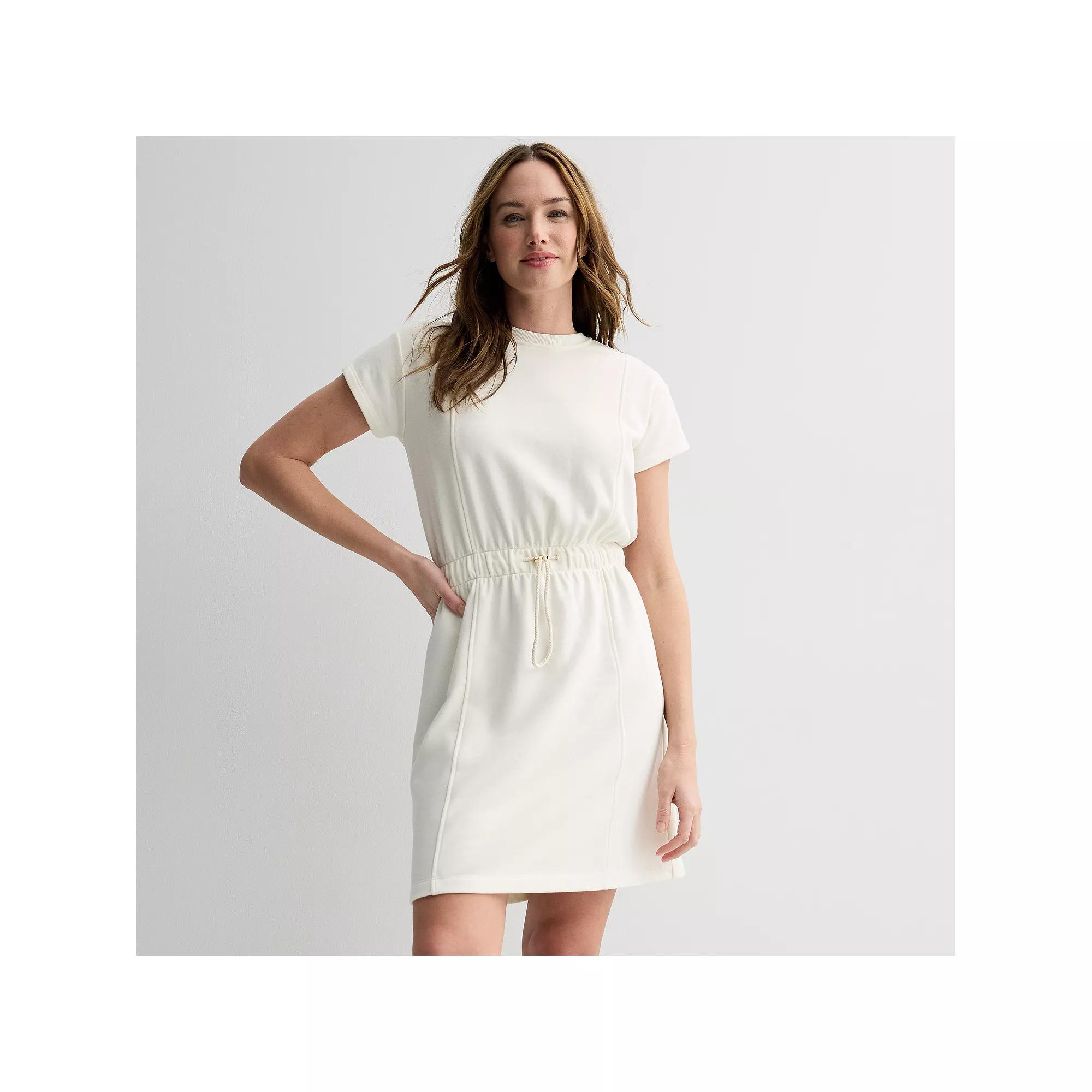 Women's Sonoma Goods For Life® French Terry Cinched Waist Dress, Size: Large, Manolo Green Product Image