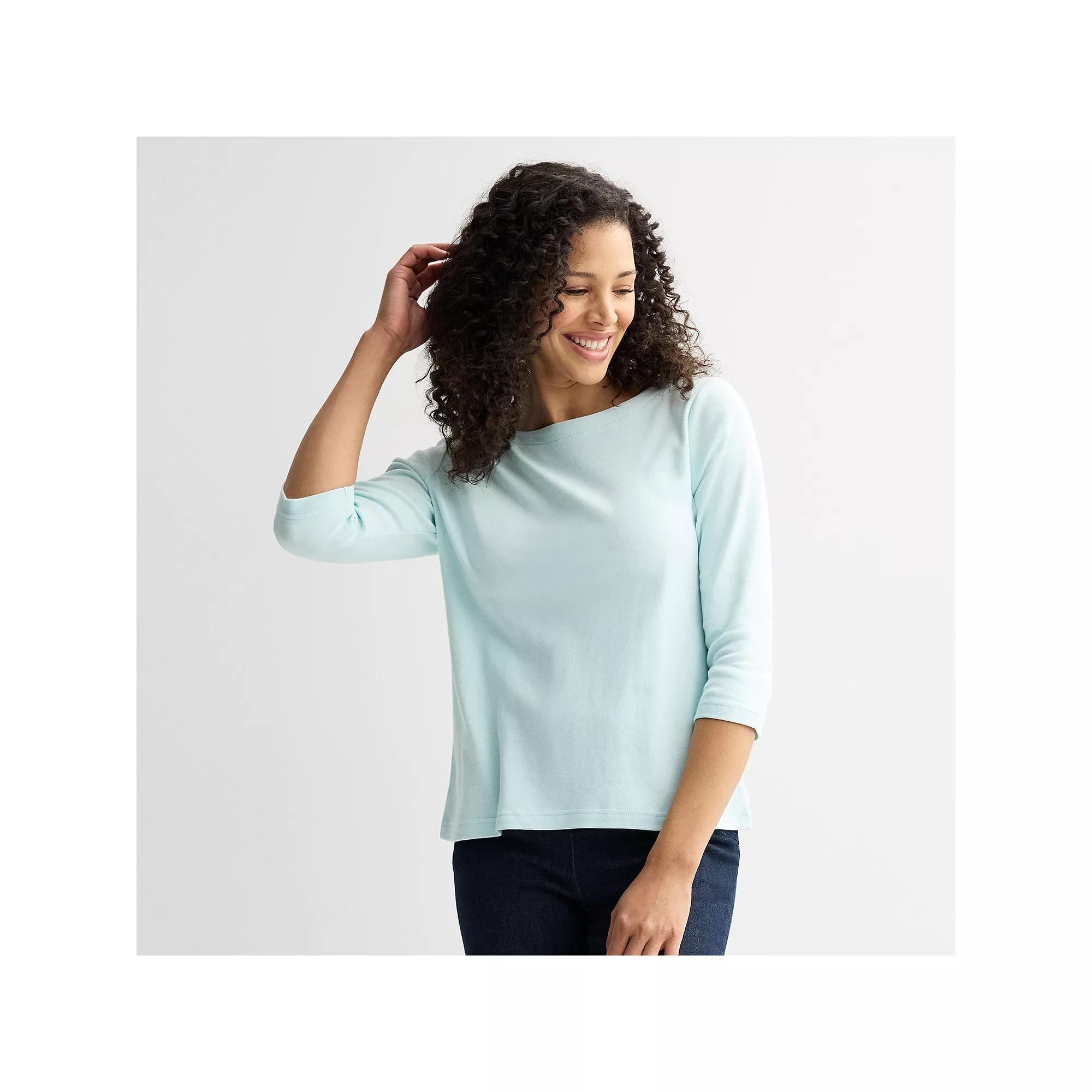 Women's Croft & Barrow® Boatneck Top, Size: XXL, Blue Tint Product Image