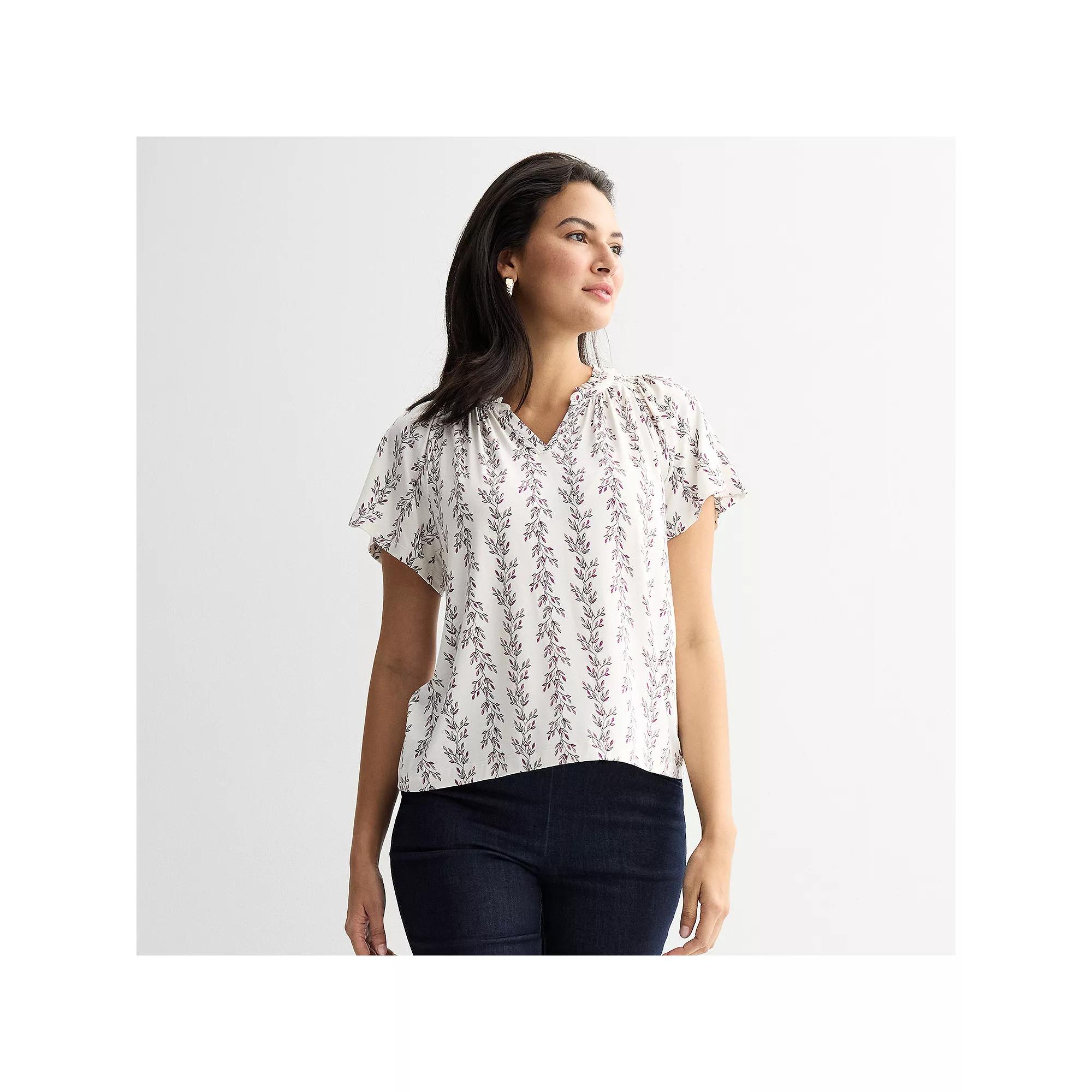 Women's Croft & Barrow® Smocked Raglan Top,  Product Image