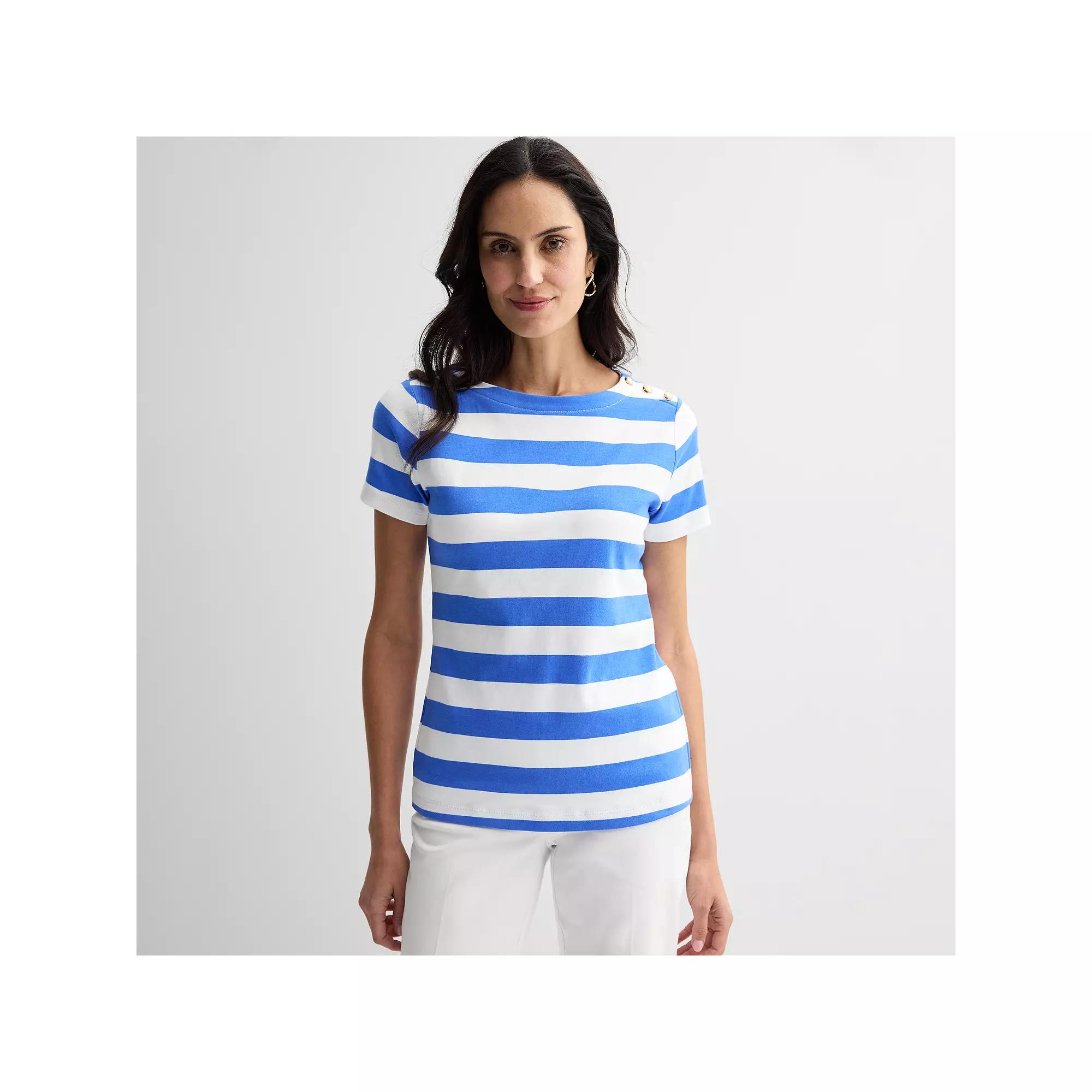 Women's Croft & Barrow® Button Shoulder Tee,  Product Image