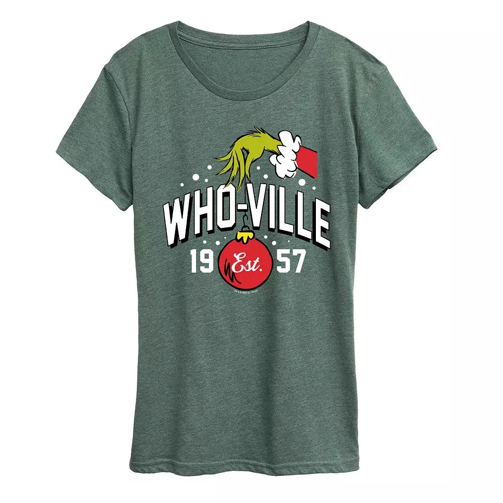 Women's Dr. Seuss Who-Ville Grinch Hand Graphic Tee,  Product Image