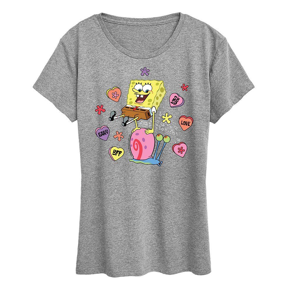 Women's Spongebob Squarepants Spongebob Gary Candy Hearts Graphic Tee,  Product Image