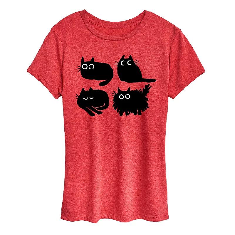 Women's Sketched Black Cats Graphic Tee, Girl's,  Product Image
