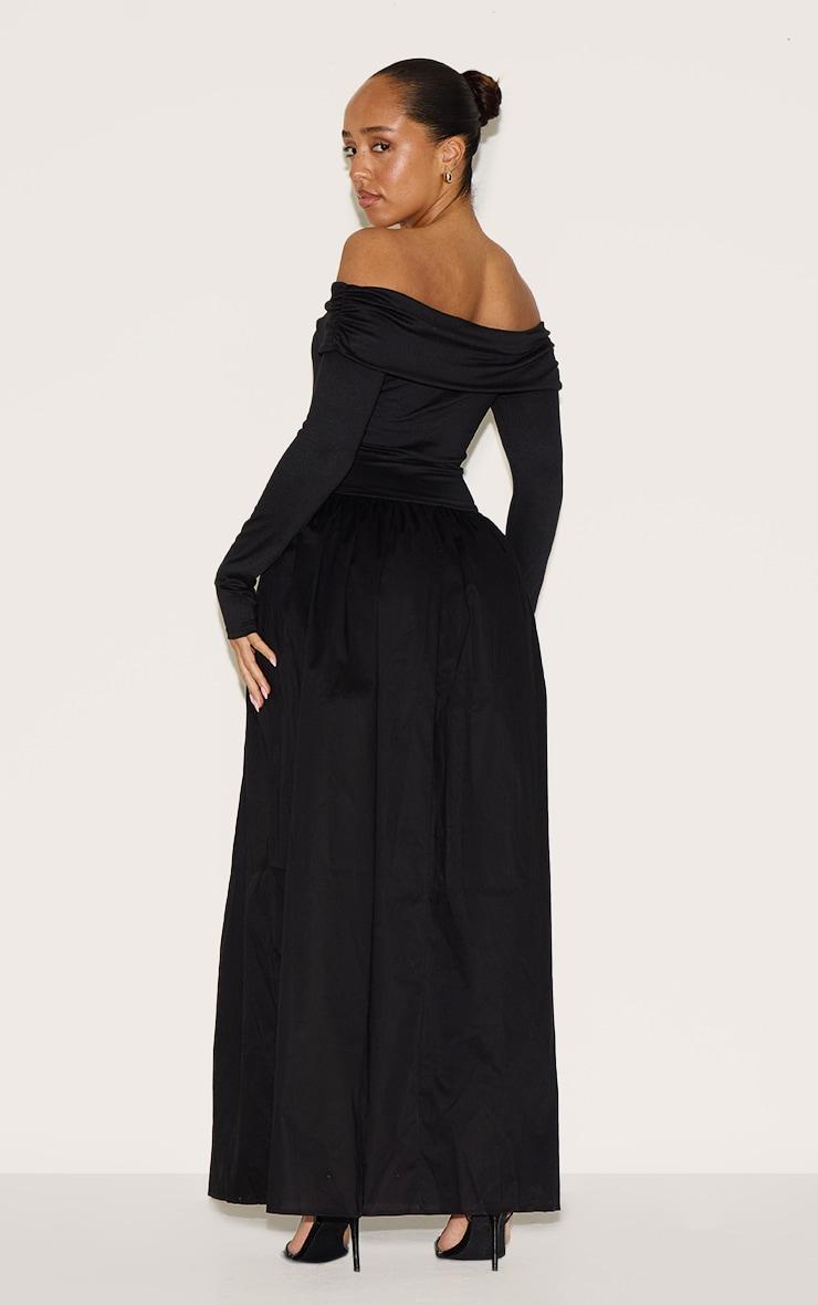 Shape Black Bardot Long Sleeve Maxi Shift Dress Product Image
