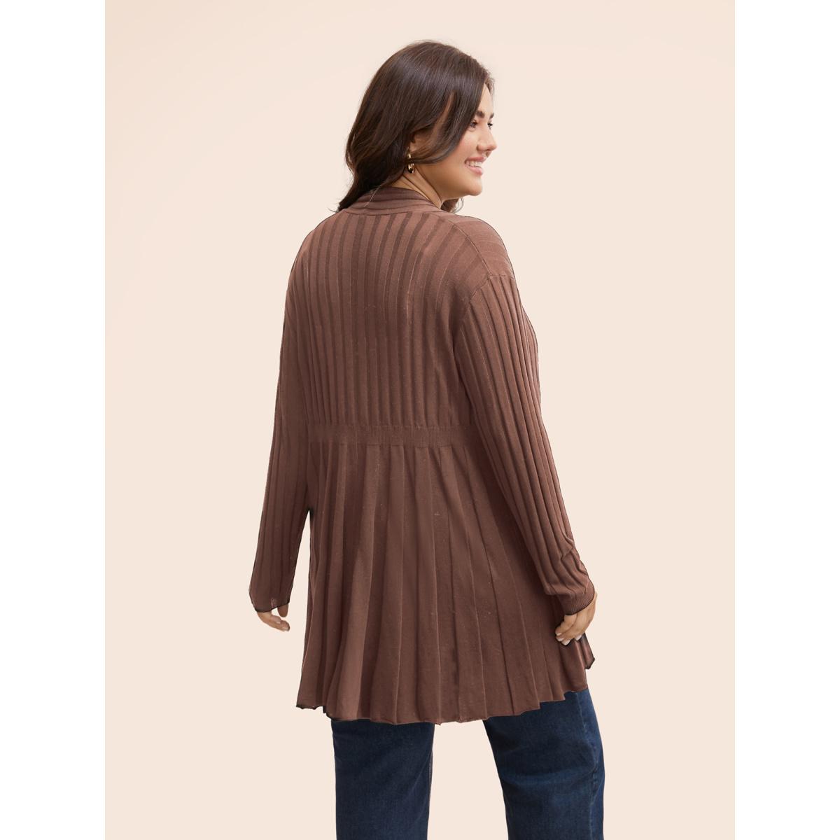 Plus Size Plain Textured Kimono Collar Cardigan DustyPink Women Timeless Loose Long Sleeve Elegant Cardigans BloomChic 22-24/3X Product Image