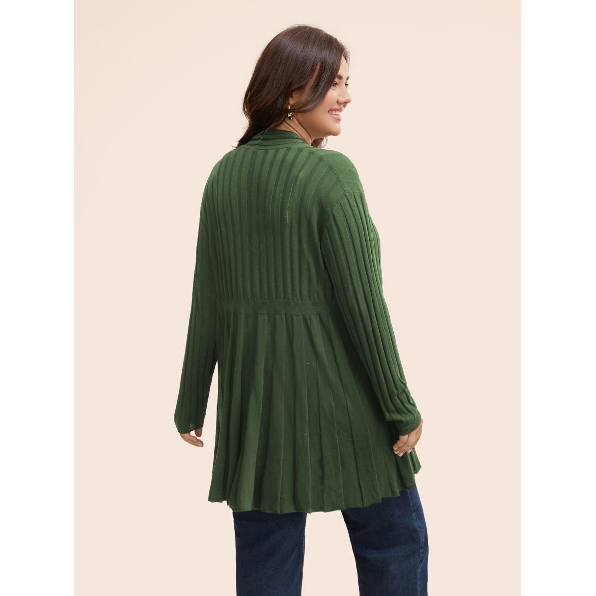 Plus Size Plain Textured Kimono Collar Cardigan Black Women Timeless Loose Long Sleeve Elegant Cardigans BloomChic 18-20/2X Product Image