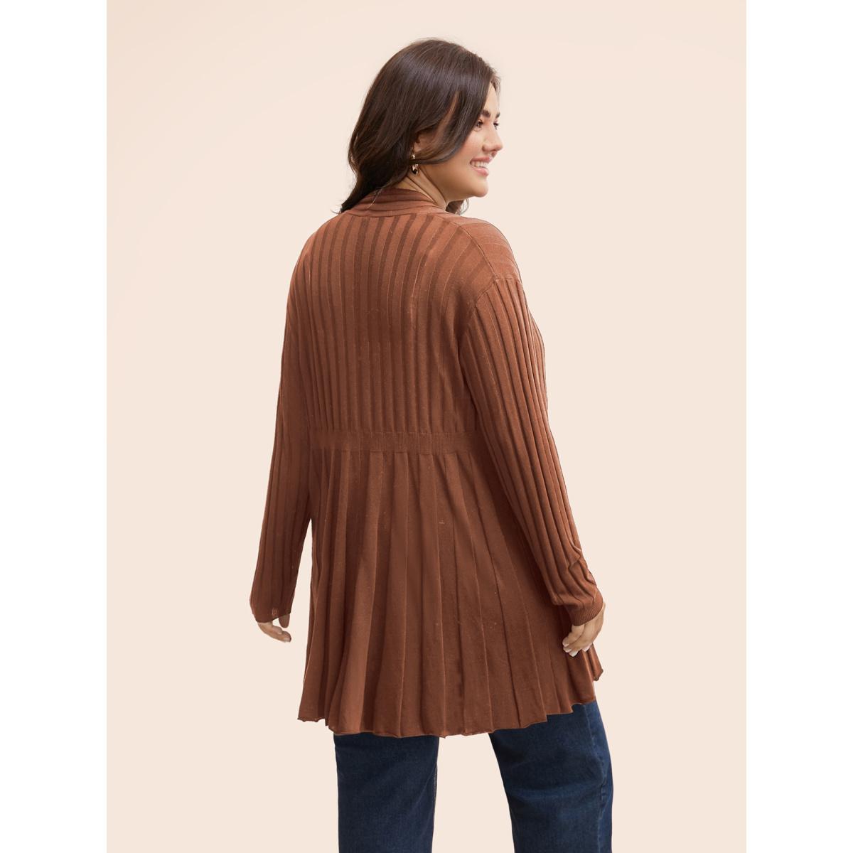 Plus Size Plain Textured Kimono Collar Cardigan DustyPink Women Timeless Loose Long Sleeve Elegant Cardigans BloomChic 22-24/3X Product Image