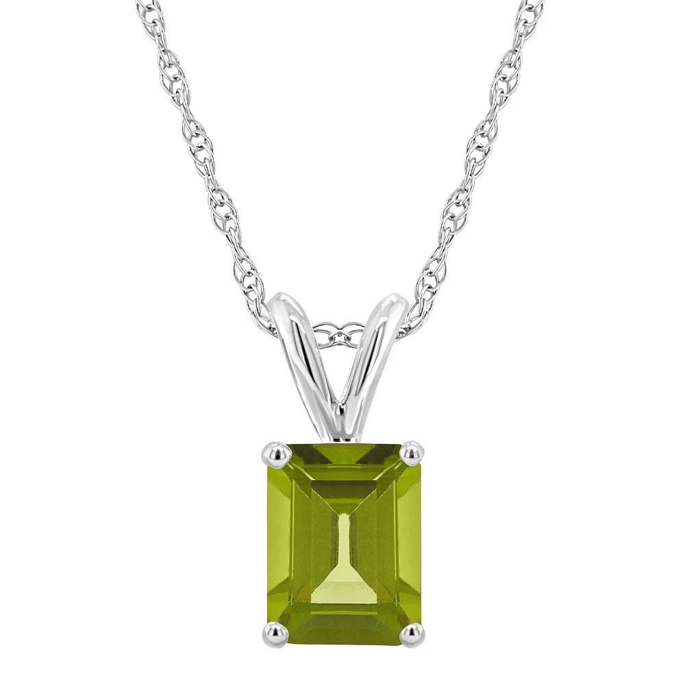 Celebration Gems 14k Gold Emerald Cut Peridot Pendant Necklace, Women's, Size: 18", 14k Whgold Product Image