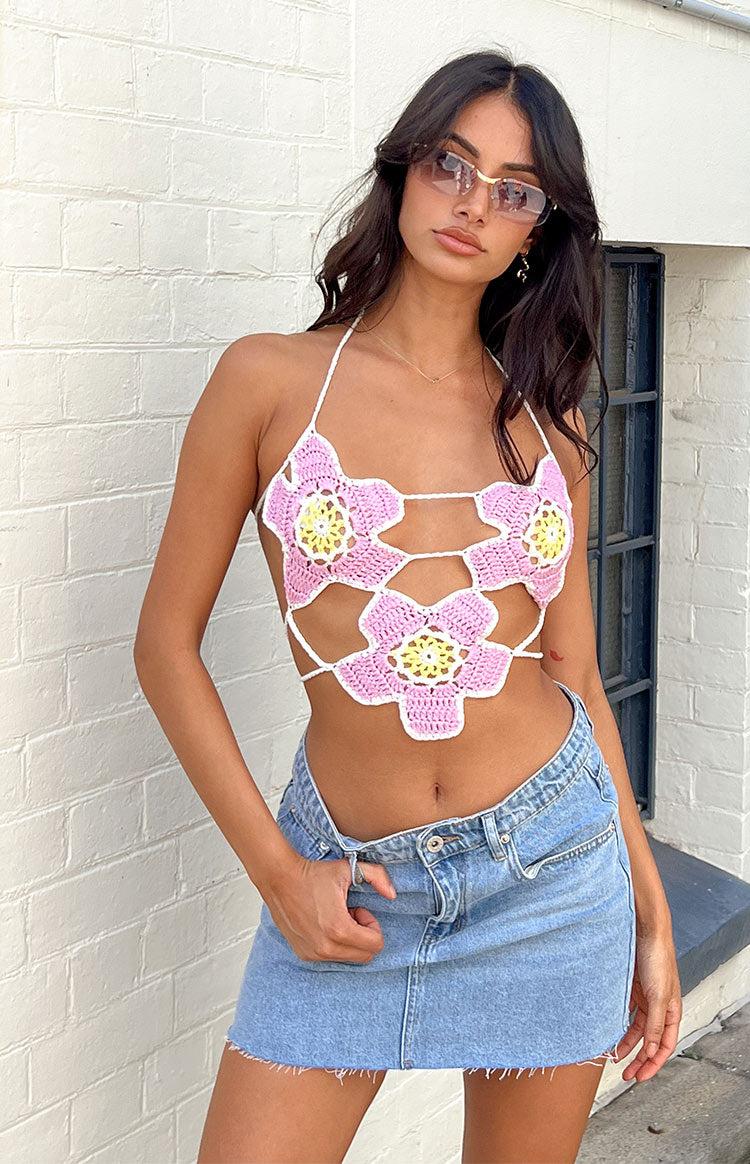 Starboy Pink Halter Crochet Top Baby Product Image