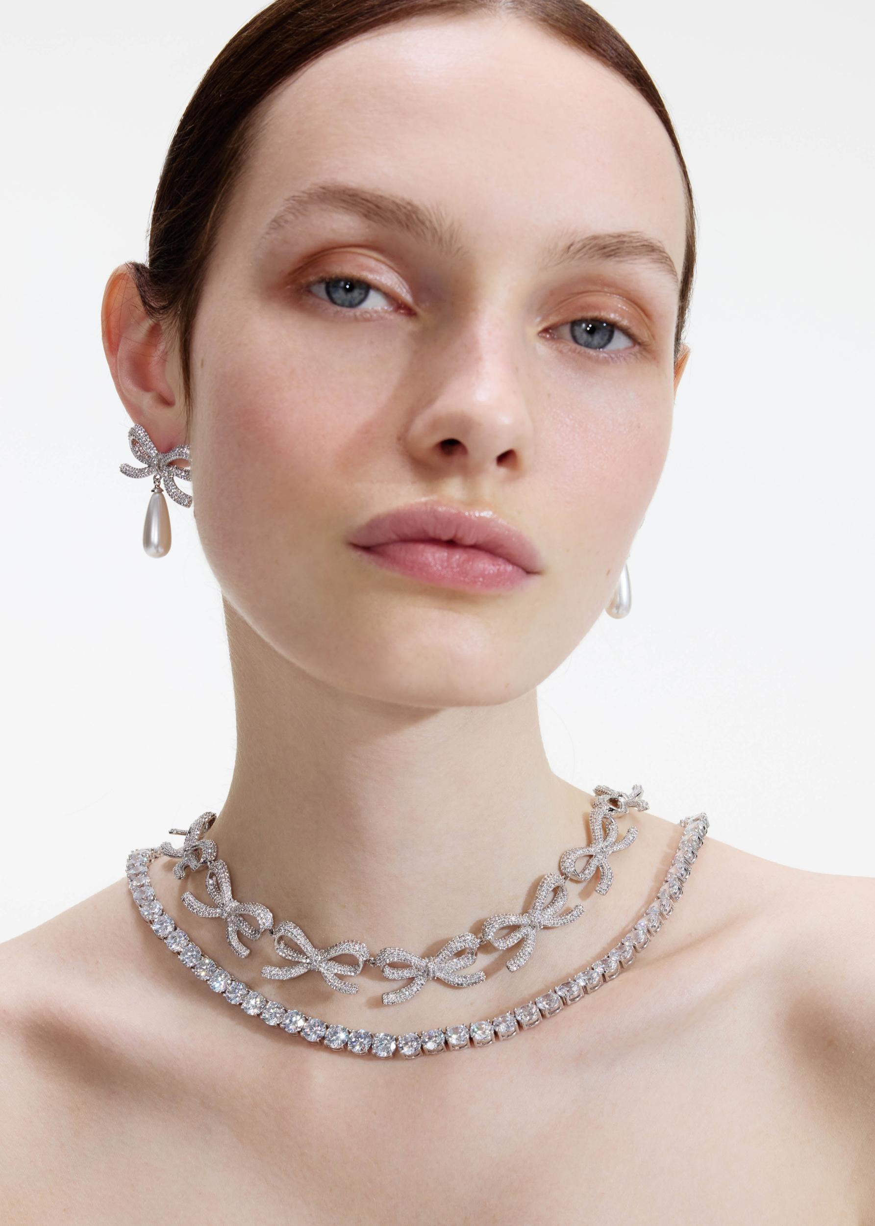 Crystal Bows Diamante Necklace Product Image