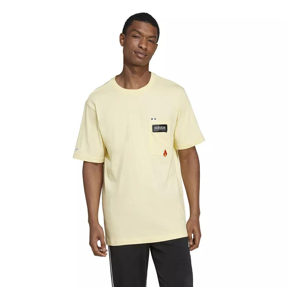 Men's adidas Remoji Pocket Sportswear T-Shirt, Size: XL, Almost Yellow Product Image