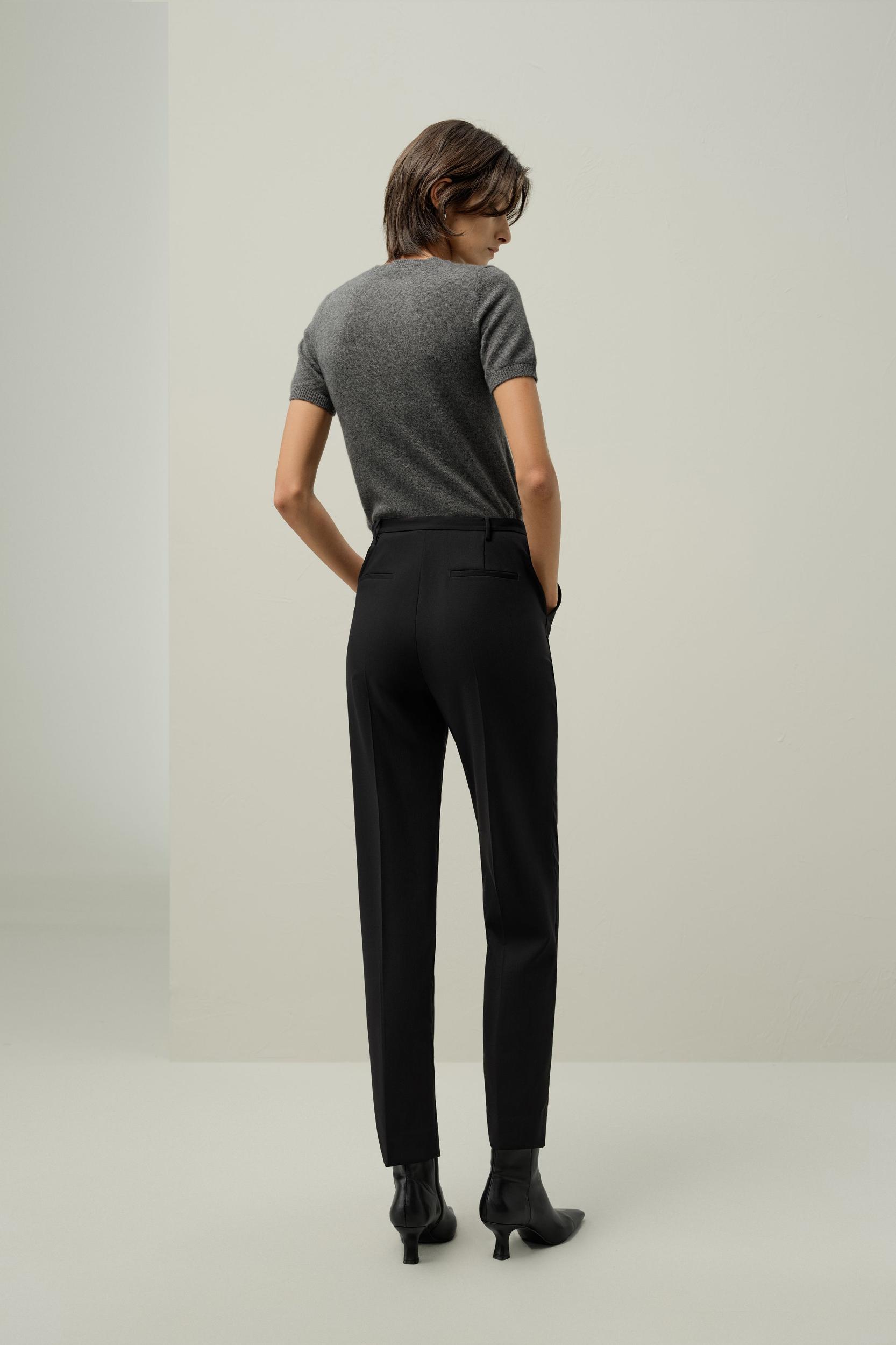 Basic silk-wool blend slim fit trousers Product Image
