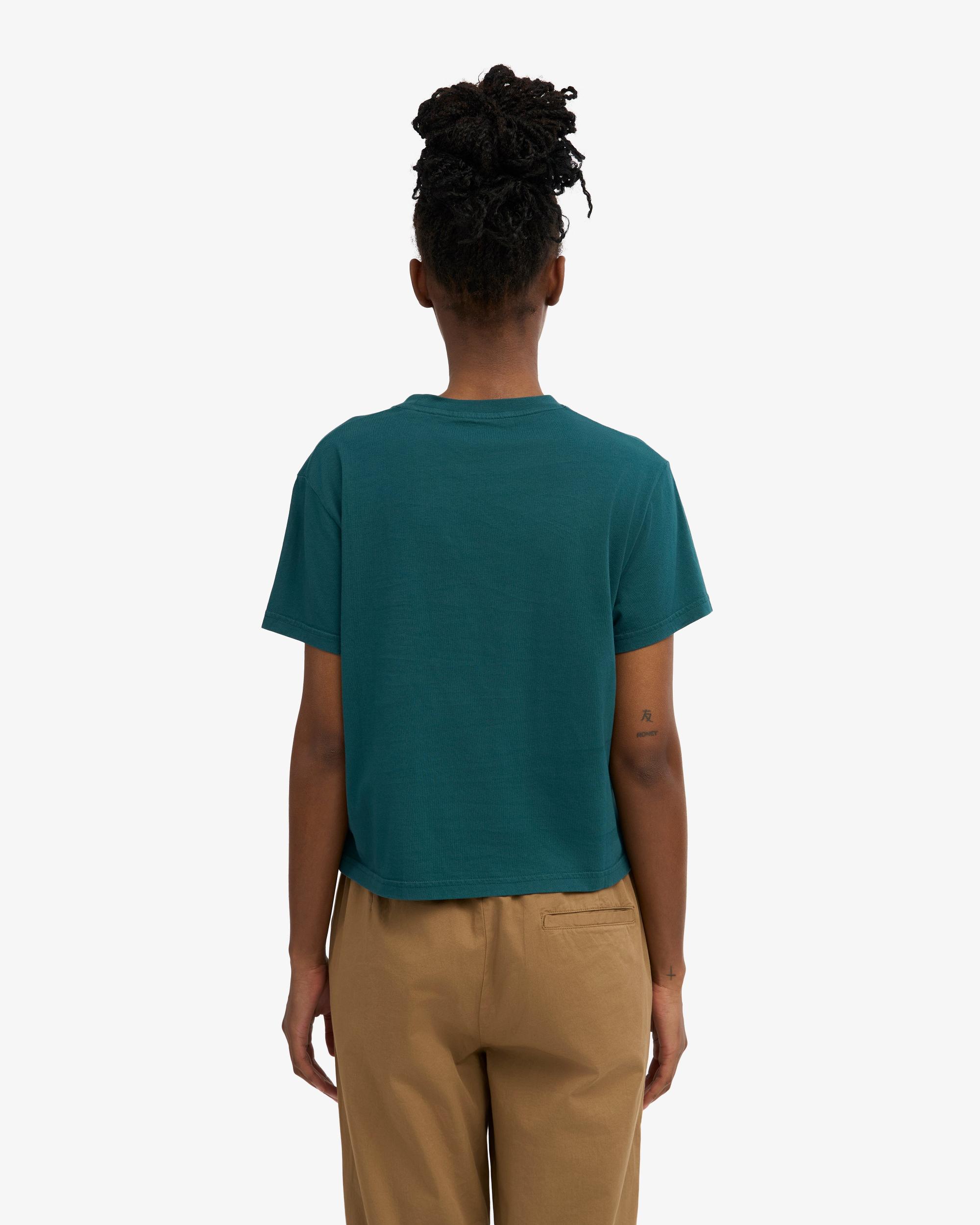 Organic Boxy Crop Tee - Petrol Blue Product Image