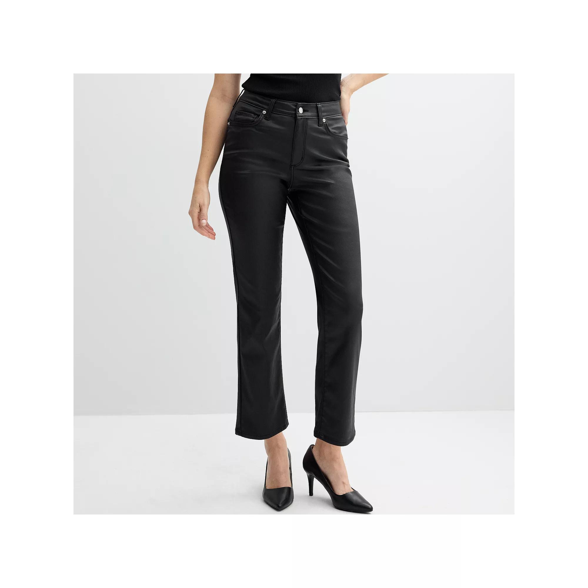 Women's Sonoma Goods For Life® Women's Coated Straight Ankle Pant, Size: 18 Regular, Black Product Image