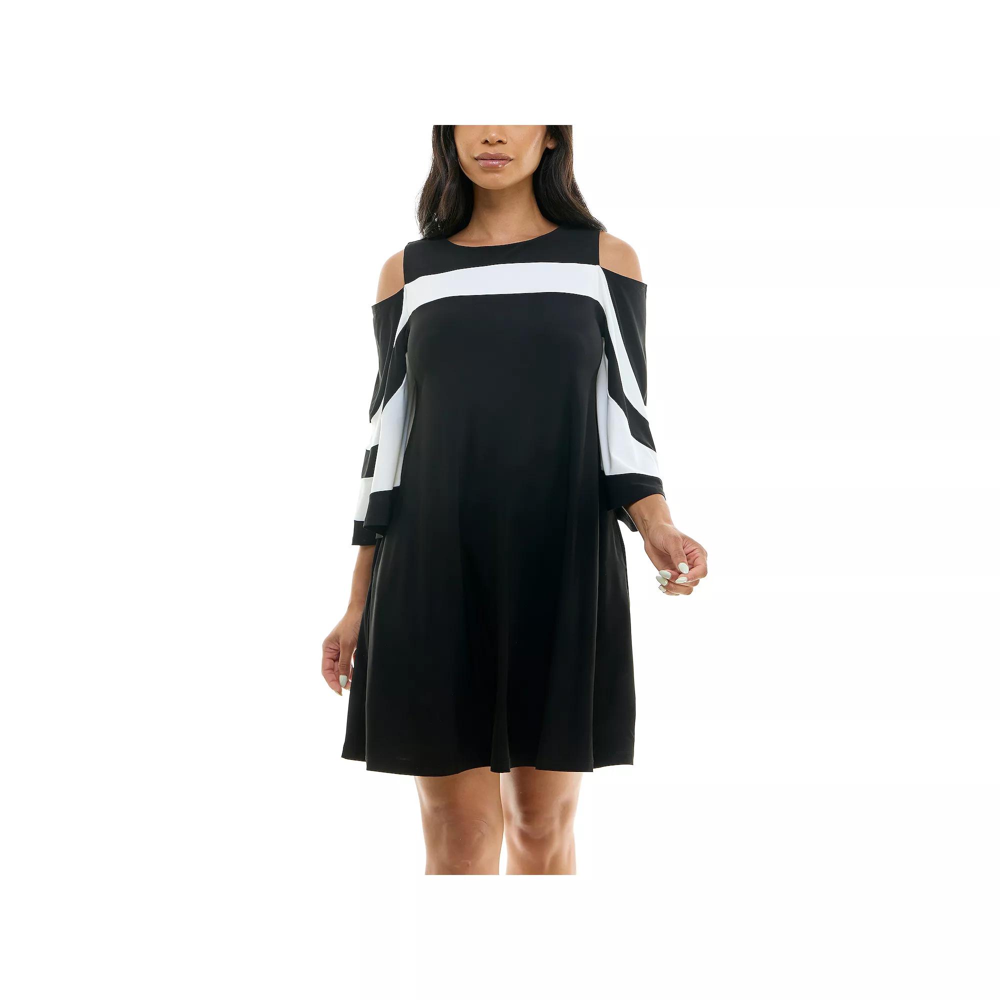 Women's Nina Leonard Draped Sleeve Cold-Shoulder Dress,  Product Image