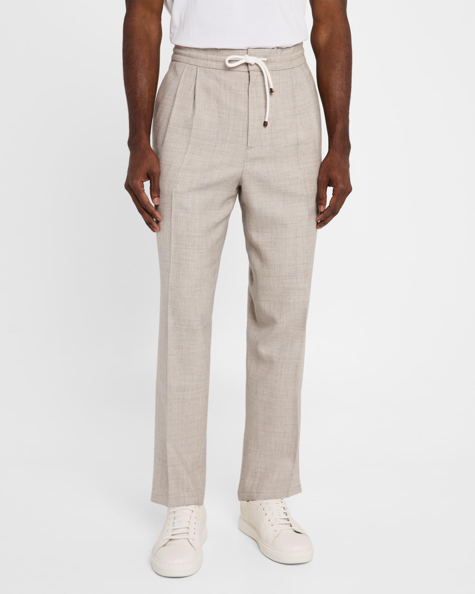 Men's Double-Pleated Drawstring Pants Product Image