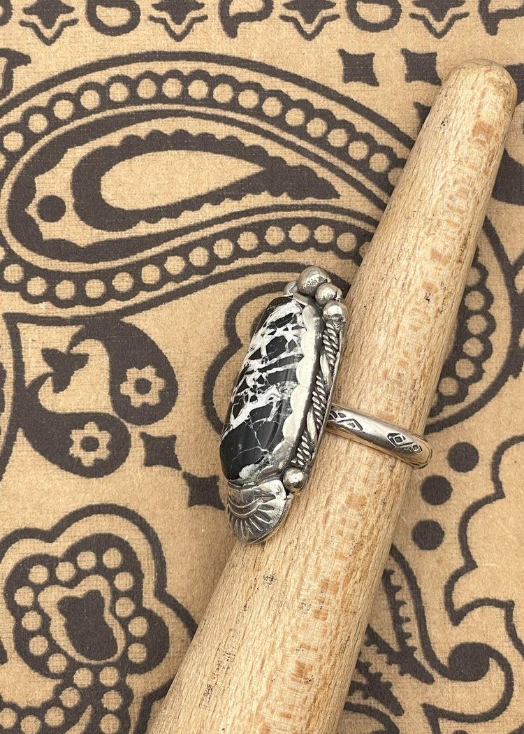 Sterling Silver Oblong White Buffalo Turquoise Ring Product Image