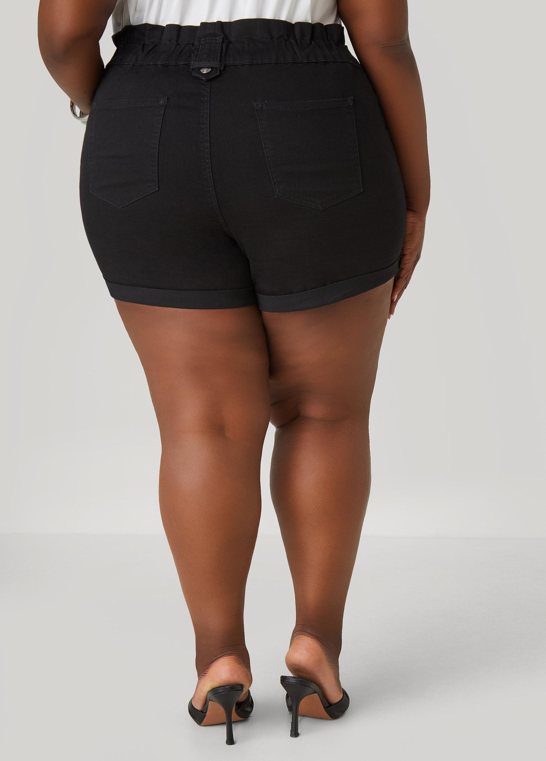 Plus Size Paperbag Denim Shorts Ashley Stewart Product Image