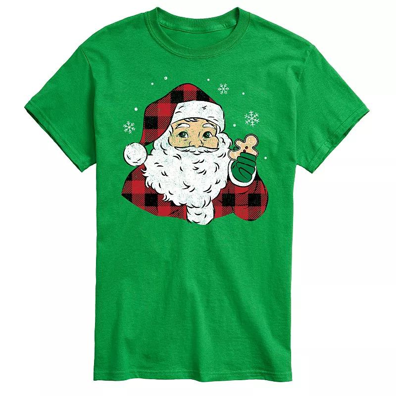 Men's Vintage Santa Plaid Cookie Graphic Tee,  Product Image