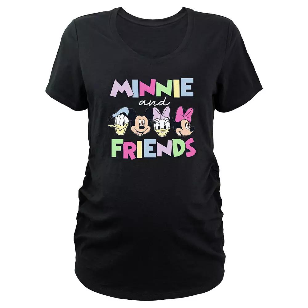 Maternity Minnie Mouse And Friends V-Neck Graphic Tee, Women's, Size: Large-Mat, Black Product Image