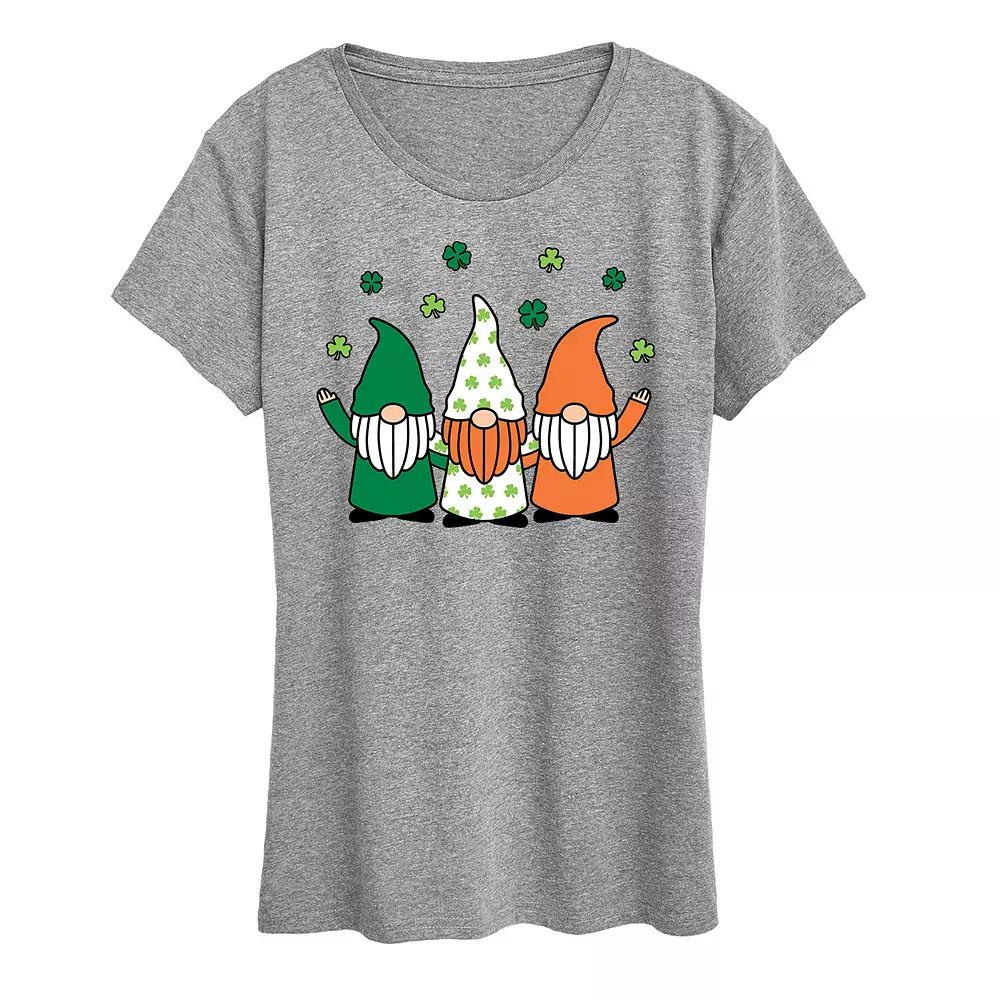 Women's Irish Gnomes Graphic Tee, Size: Medium, Grey Gray Product Image