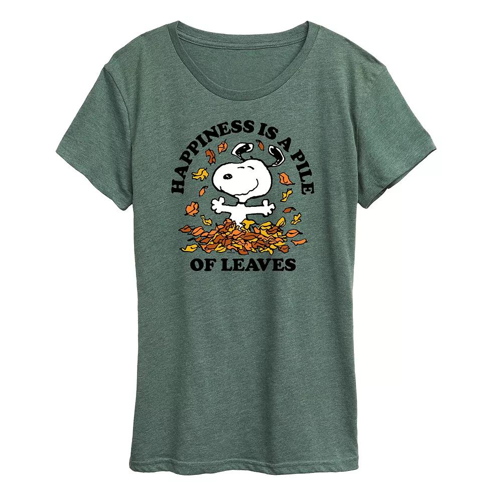 Women's Peanuts Snoopy Pile Of Leaves Graphic Tee, Girl's,  Product Image
