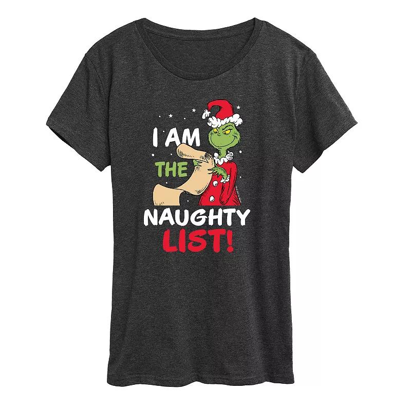 Women's Dr. Seuss The Grinch Naughty List Graphic Tee, Girl's, Size: XXL, Black Product Image