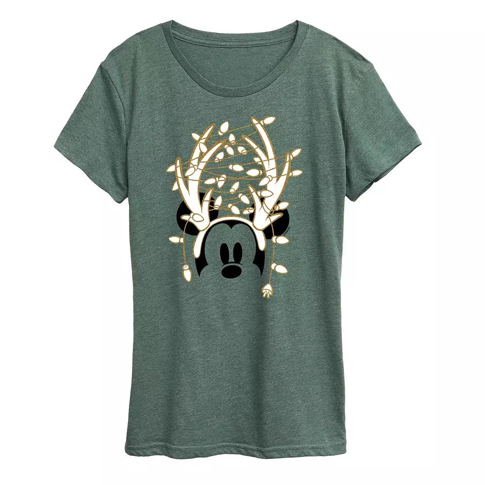Disney's Mickey Mouse Women's Glitter Antlers Graphic Tee, Girl's,  Product Image