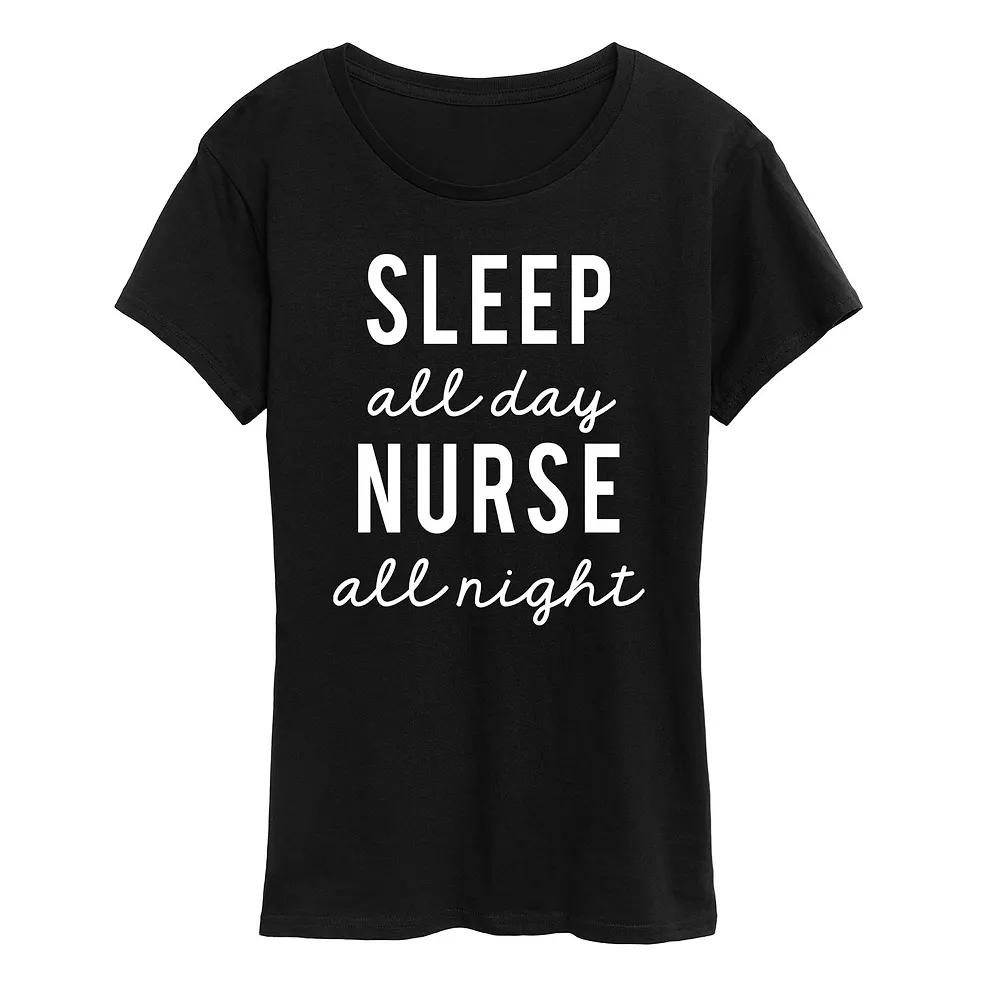 Women's Sleep All Day Nurse All Night Graphic Tee, Girl's,  Product Image