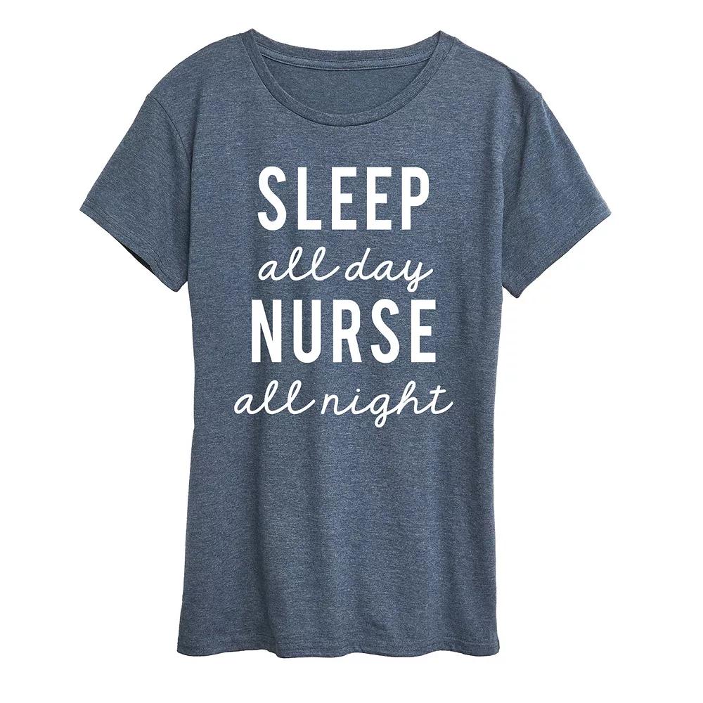Women's Sleep All Day Nurse All Night Graphic Tee, Girl's,  Product Image