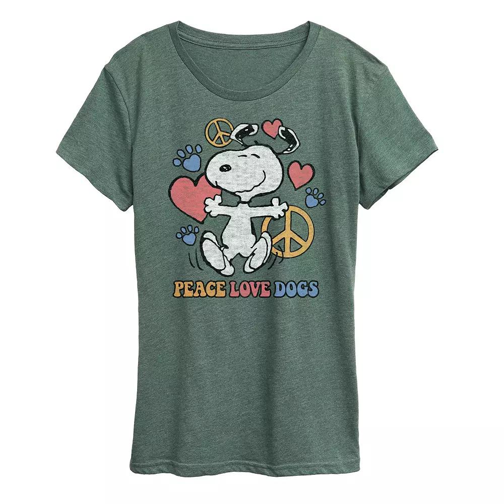 Women's Peanuts Snoopy Peace Love Dogs Graphic Tee,  Product Image