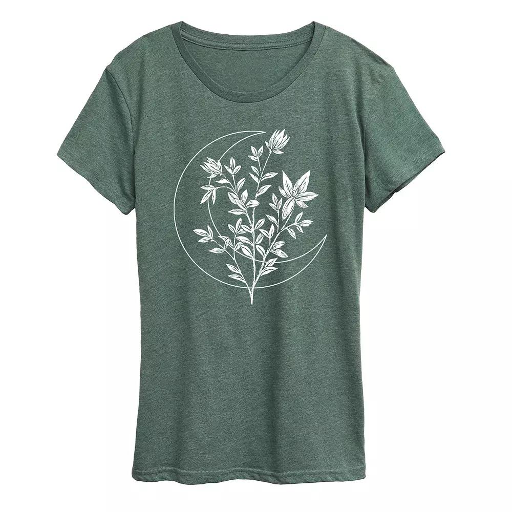 Women's Floral Crescent Moon Graphic Tee, Girl's,  Product Image